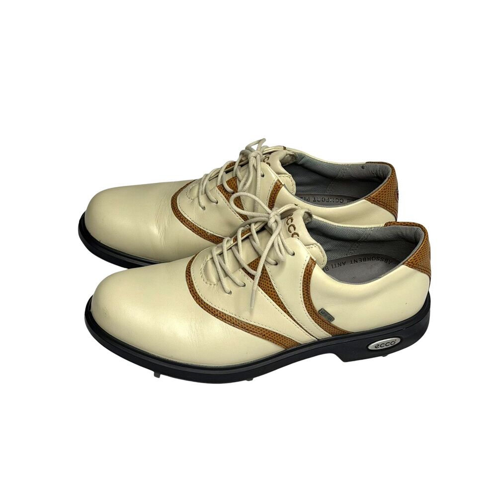 Ecco New Classic Golf Saddle GTX Shoes Women Beige Cognac 36 US 5.5 NIB